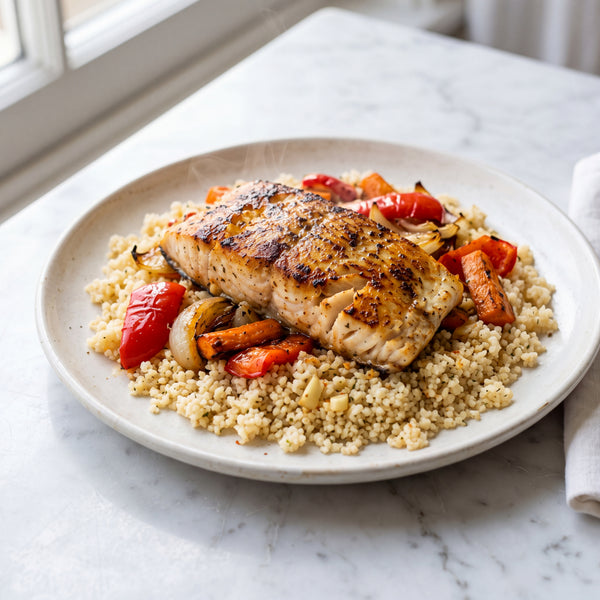 Citrus and Garlic Roasted Panla with Herbed Couscous